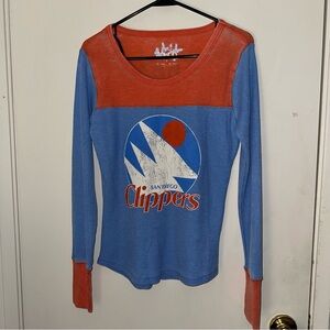 San Diego Clippers Women's Blue and Orange Long Sleeve Top